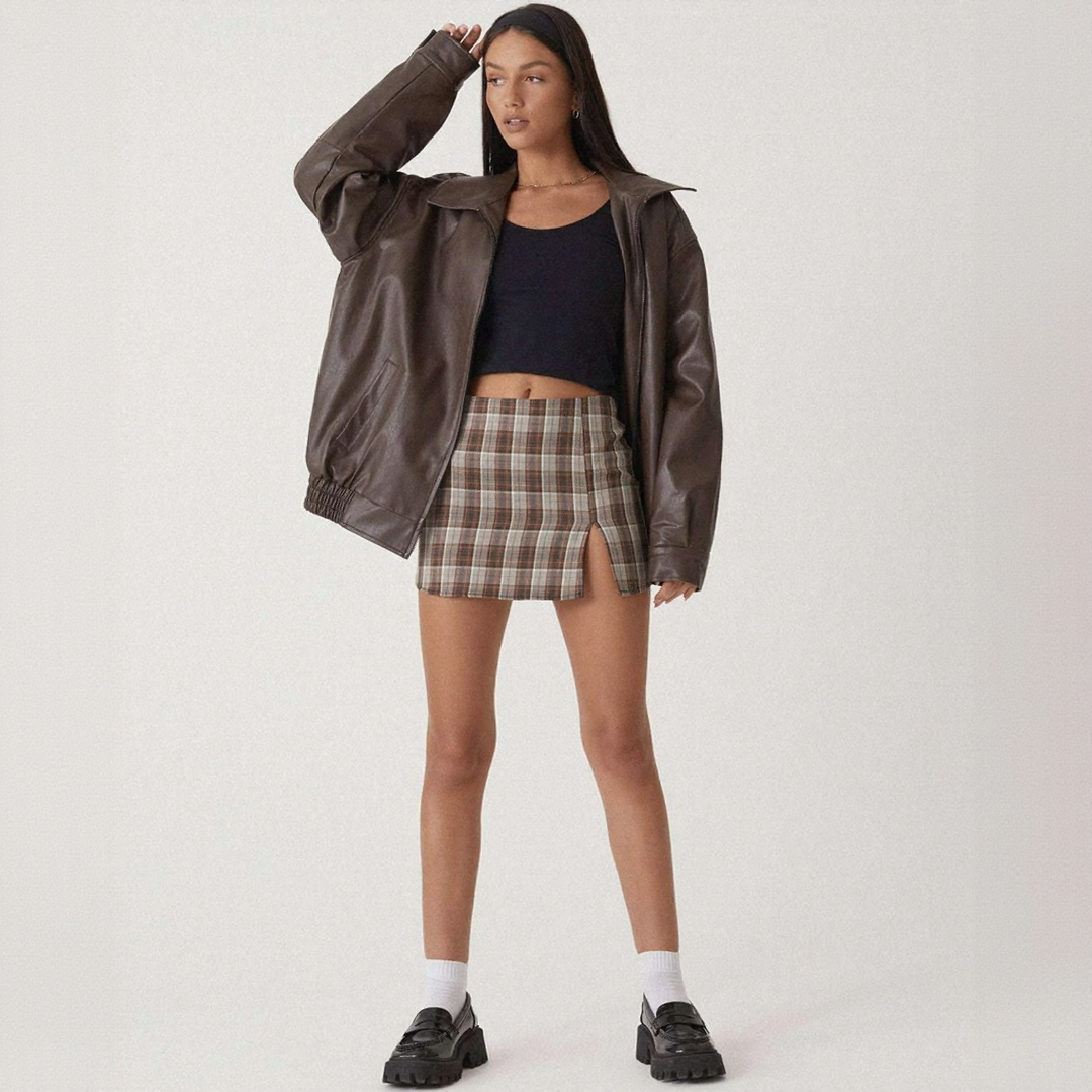 Elegant Loose fit Leather Jacket for Women