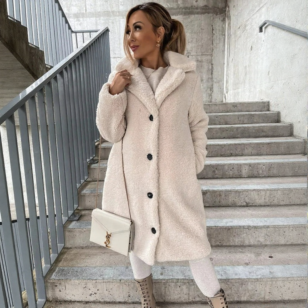 Long Warm Sherpa Winter Coat with Pockets