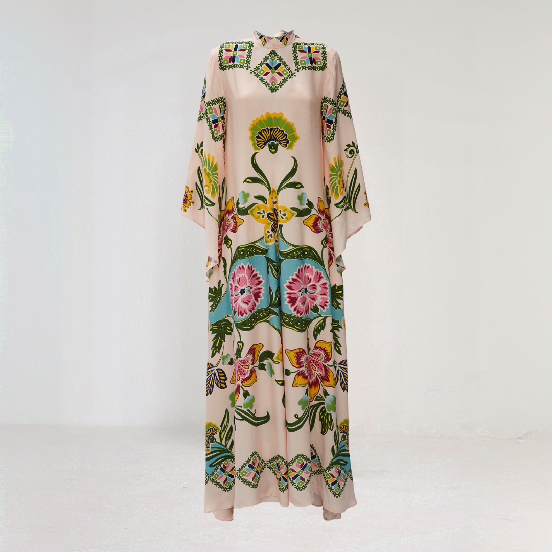 Sunflower Print Flowing Maxi Dress
