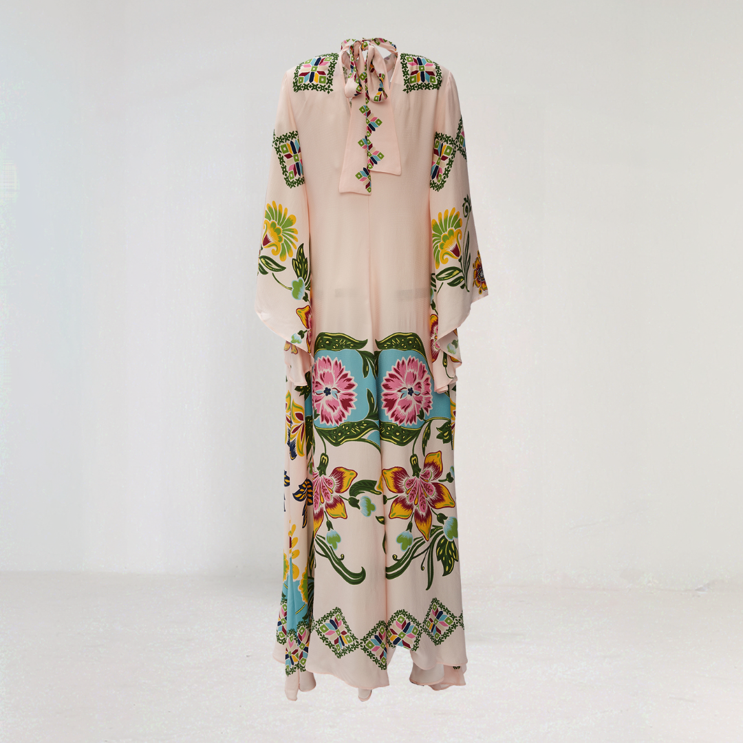 Sunflower Print Flowing Maxi Dress