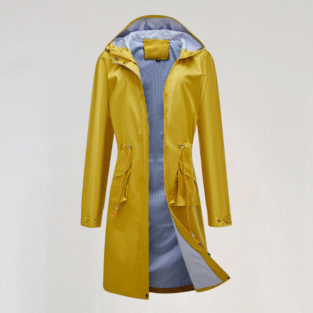 Women's Waterproof Long Raincoat with Hood | Lightweight Trench Jacket for Autumn & Winter