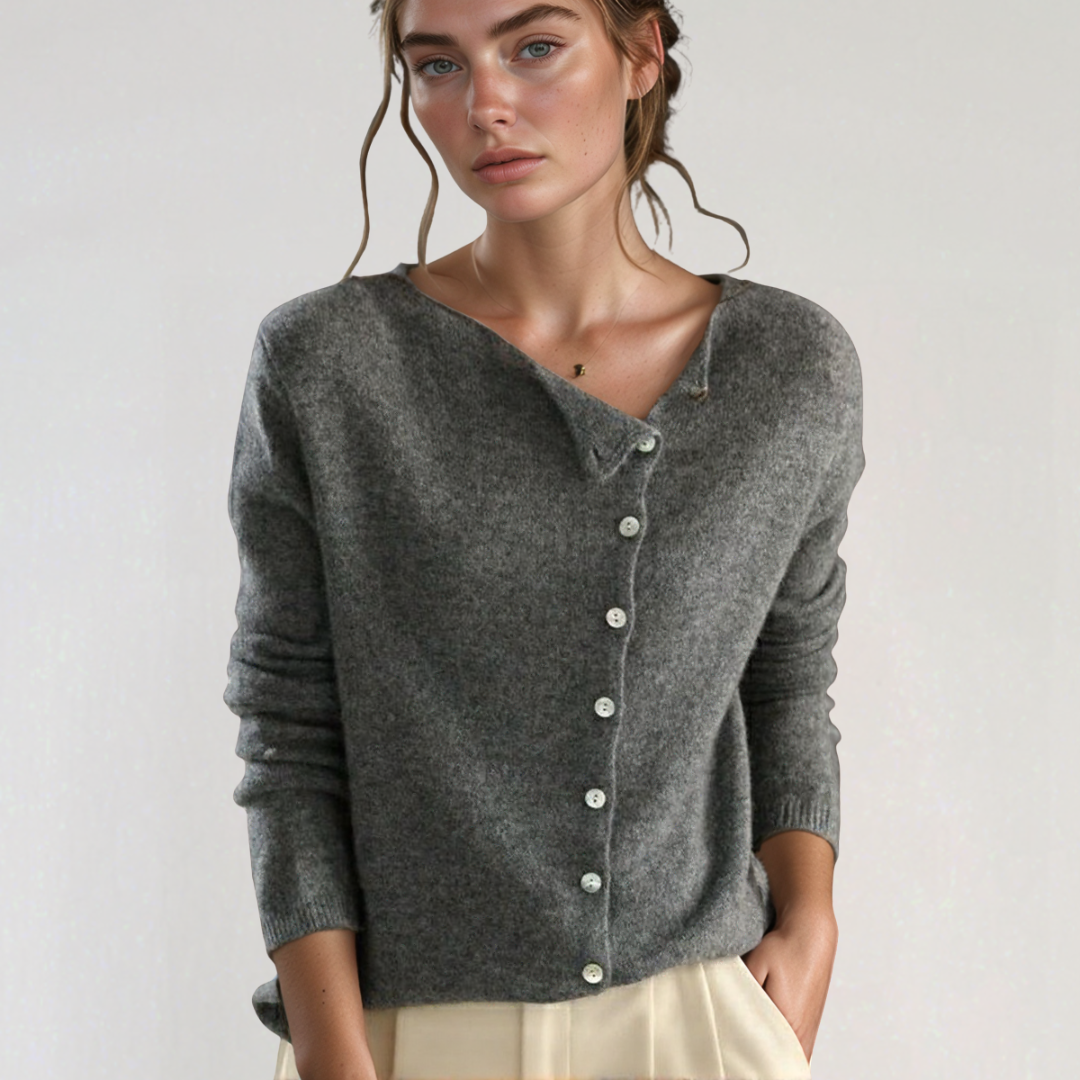 Asymmetrical Button Sweater Cardigan