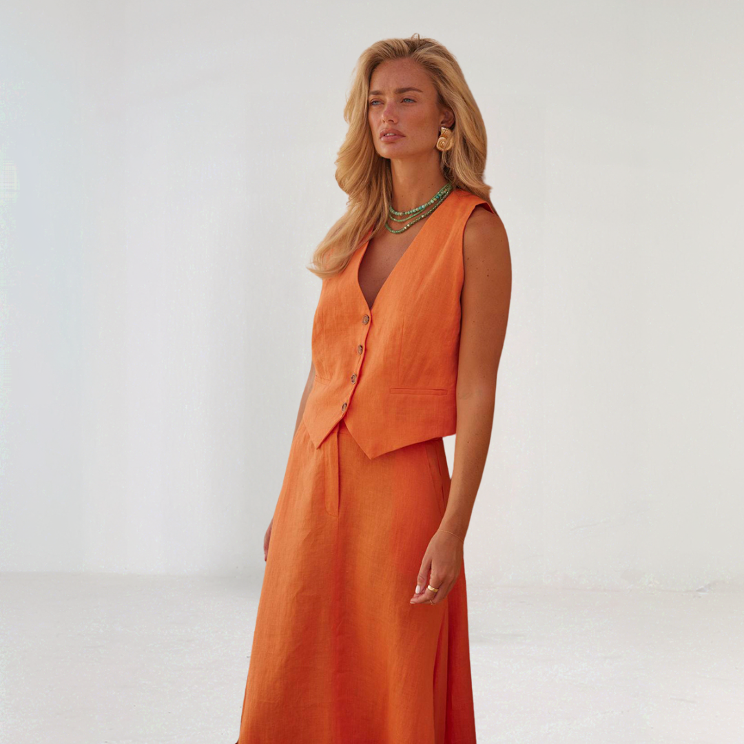 Sleeveless Linen Summer Two Piece Set