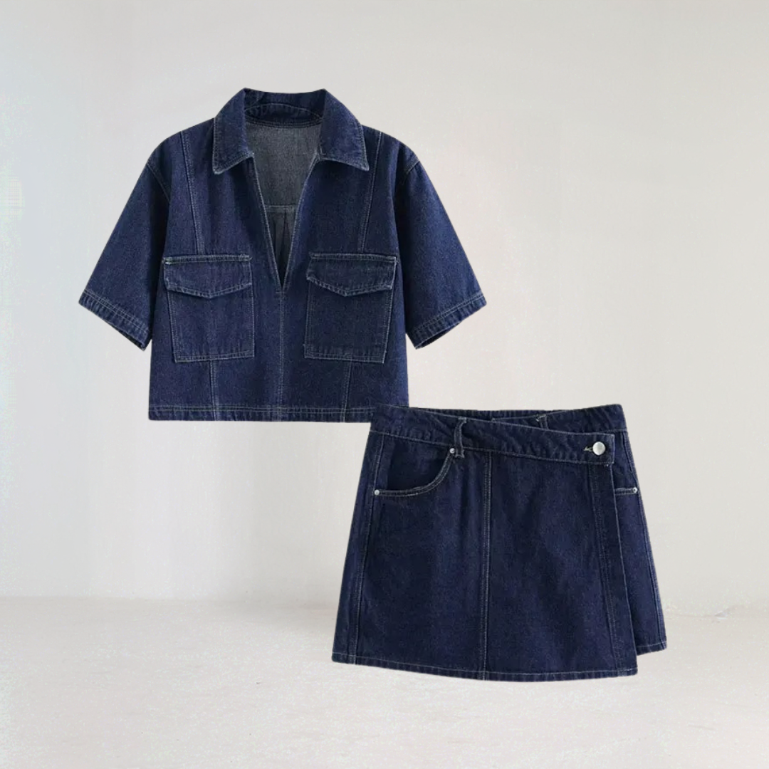 Cropped Denim Co-ord Set