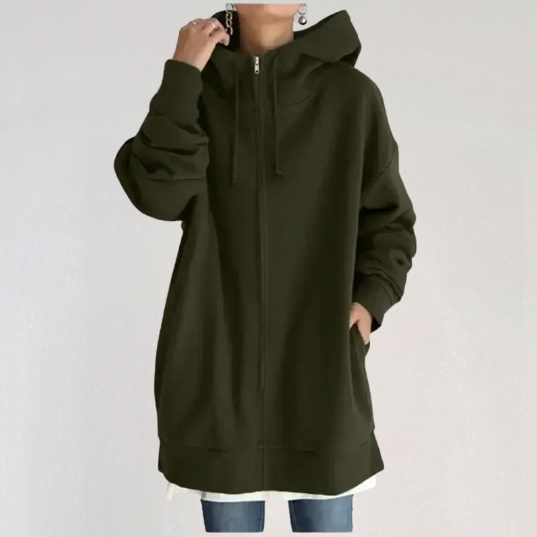 Long Women's Hoodie with Zipper for Autumn/Winter