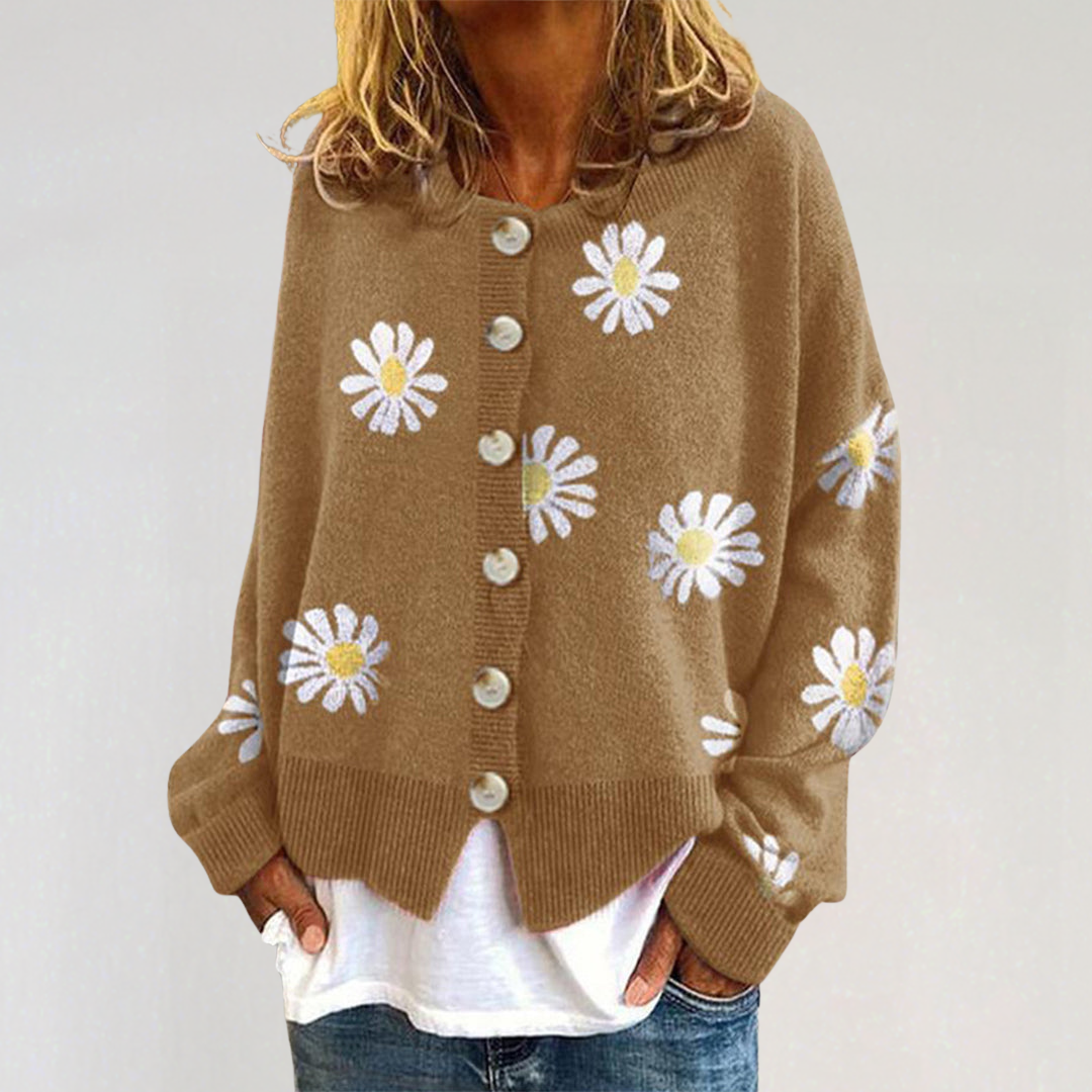 Cozy Floral Button-Up Cardigan for Women