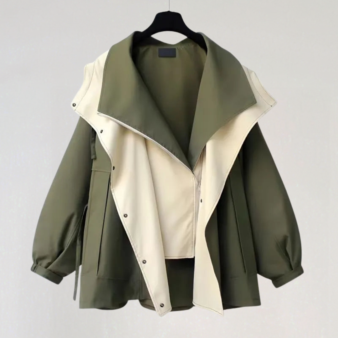 Elegant Two Tone Trench Coat for Women