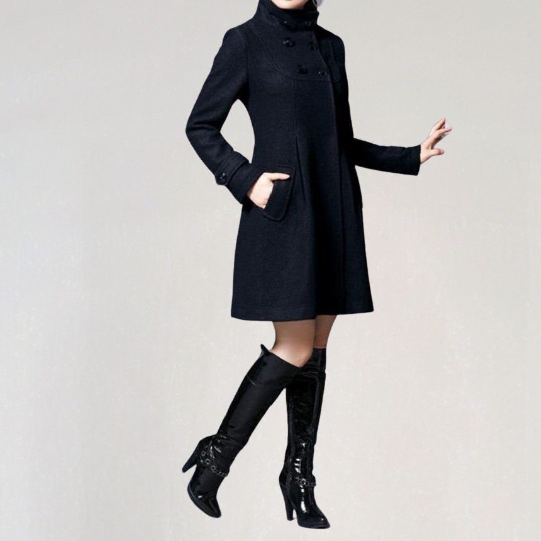 Elegant Overcoat with Hood | Double-Breasted Jacket for Cold Weather