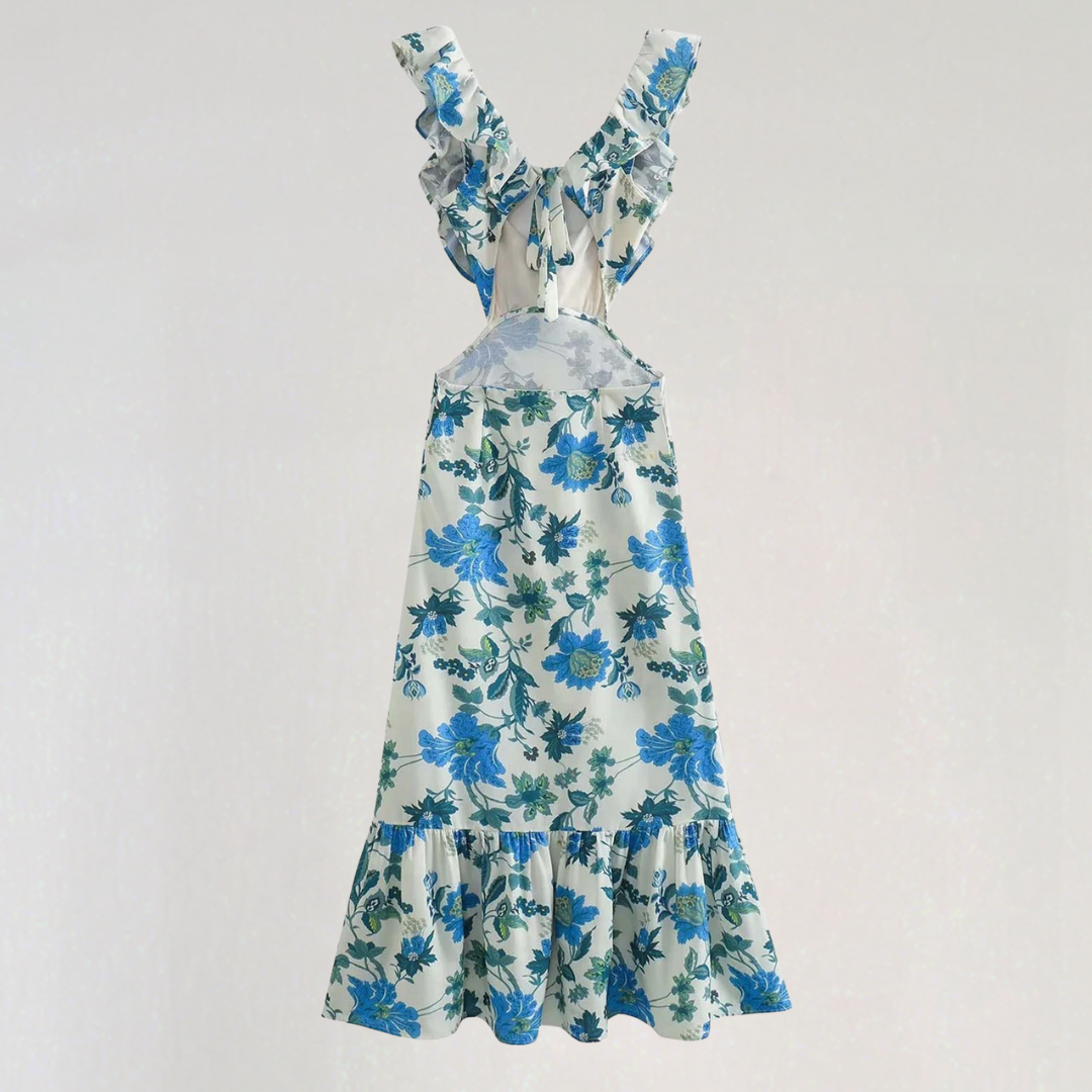 Sleeveless Summer Maxi Dress with Ruffle Straps