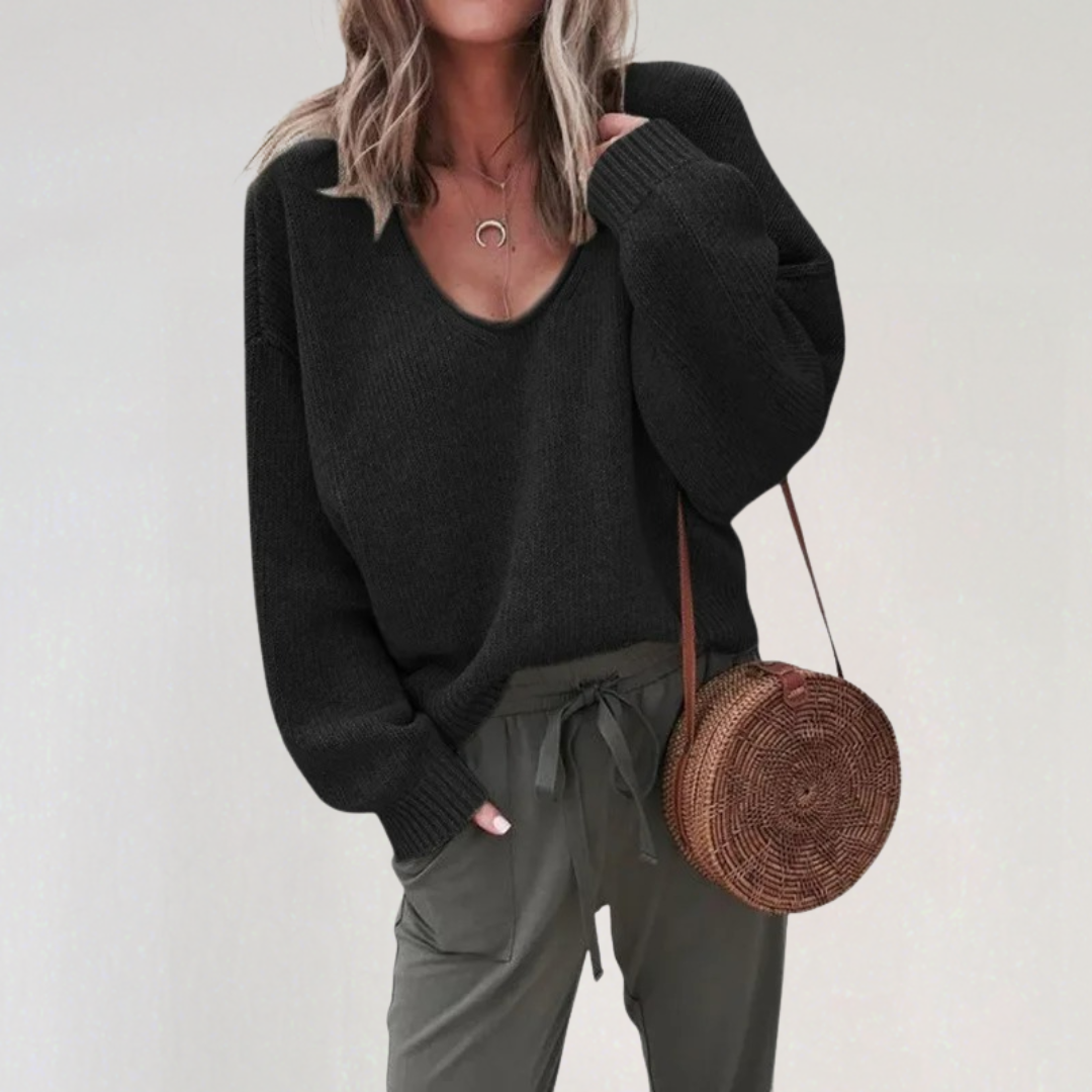 V-Neck Sweater for Women | Cozy Knit Pullover for Fall & Winter Outfits