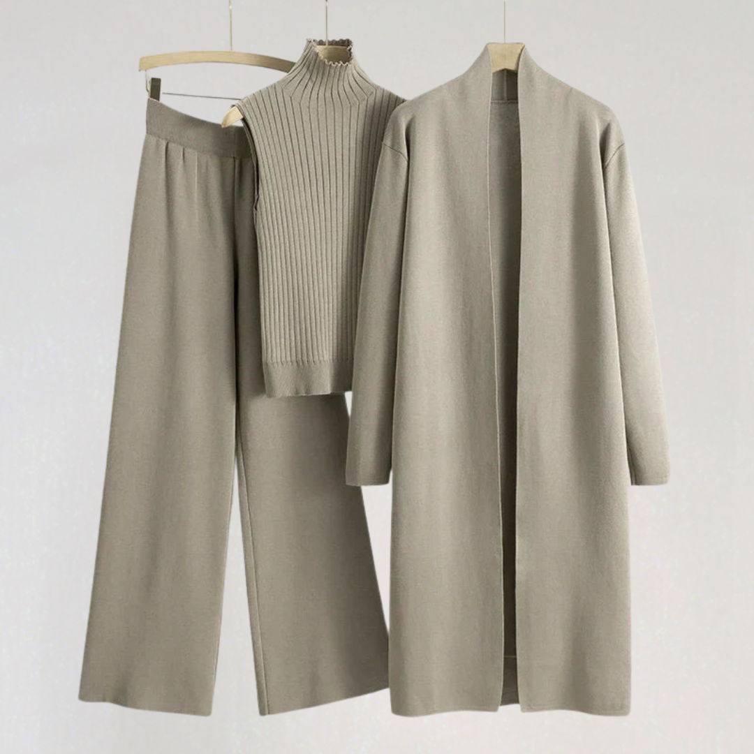Elegant 3 Piece Winter Set for Women | Matching Knit Loungewear Set