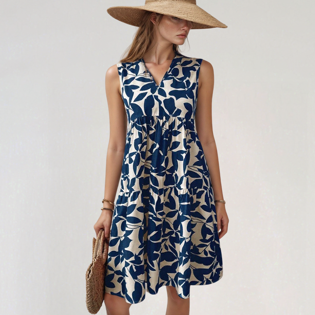 Sleeveless Floral Print Summer Midi Dress