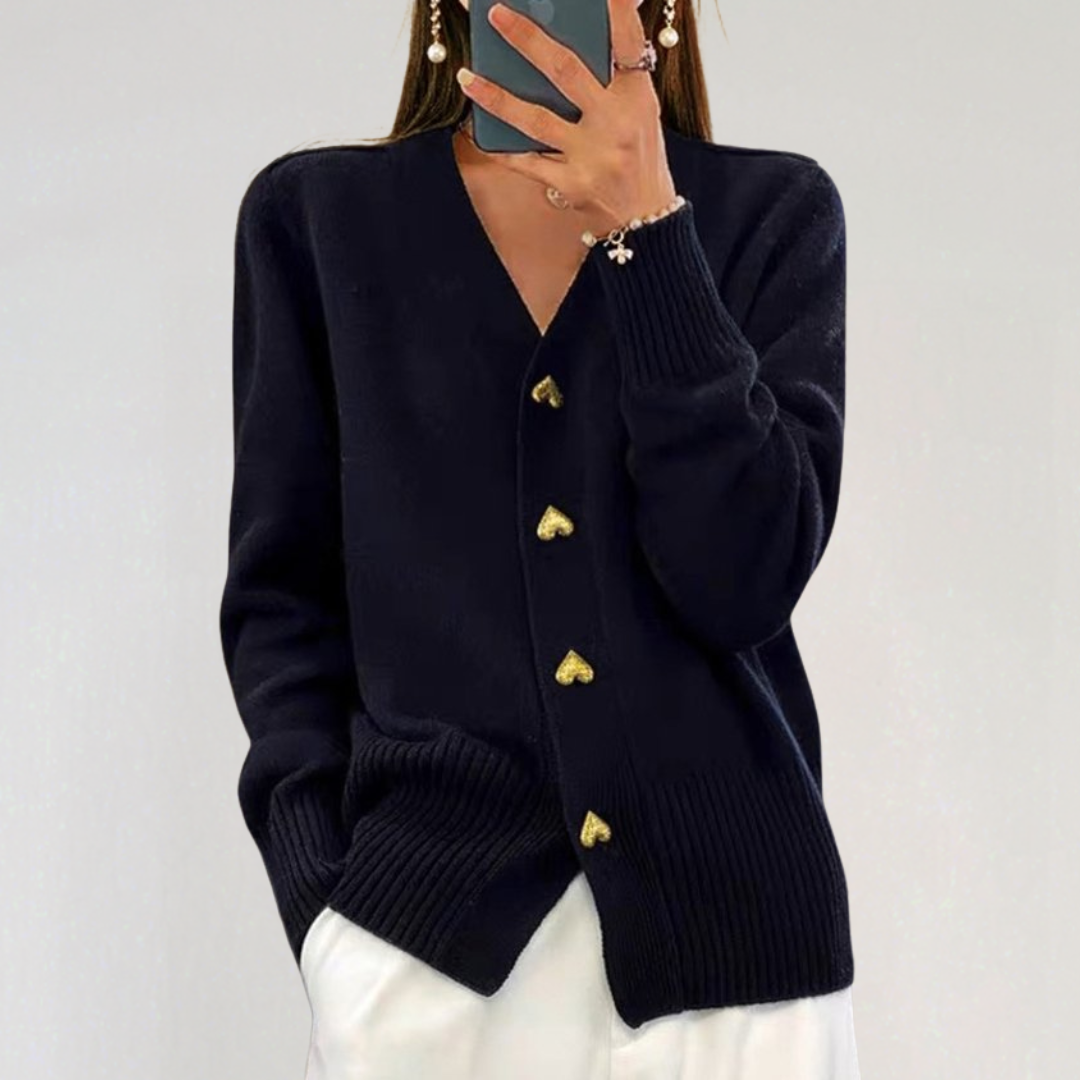 Knitted Heart Button Cardigan