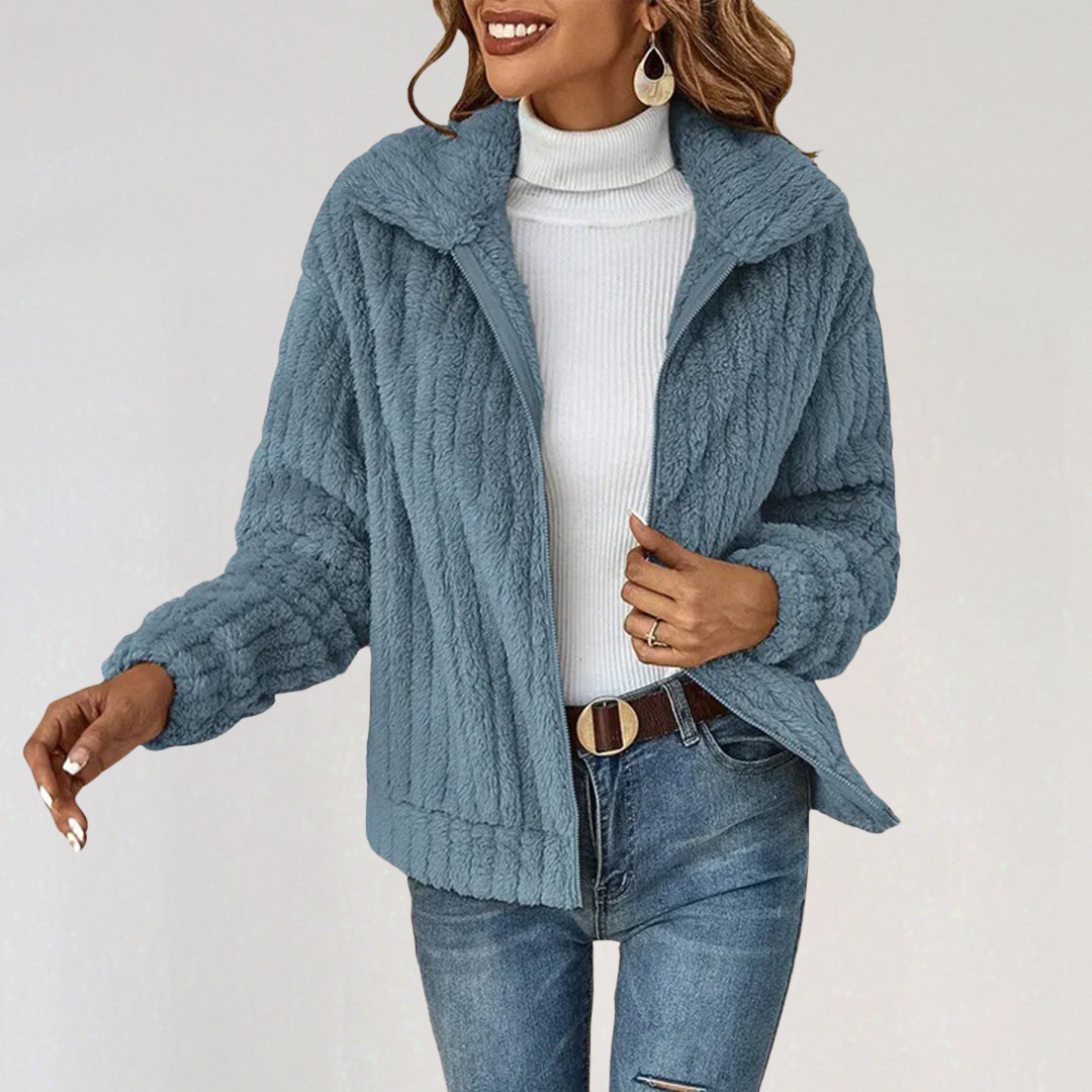 Women’s Cozy Fleece Zip Jacket | Warm Winter Sherpa Coat with Pockets