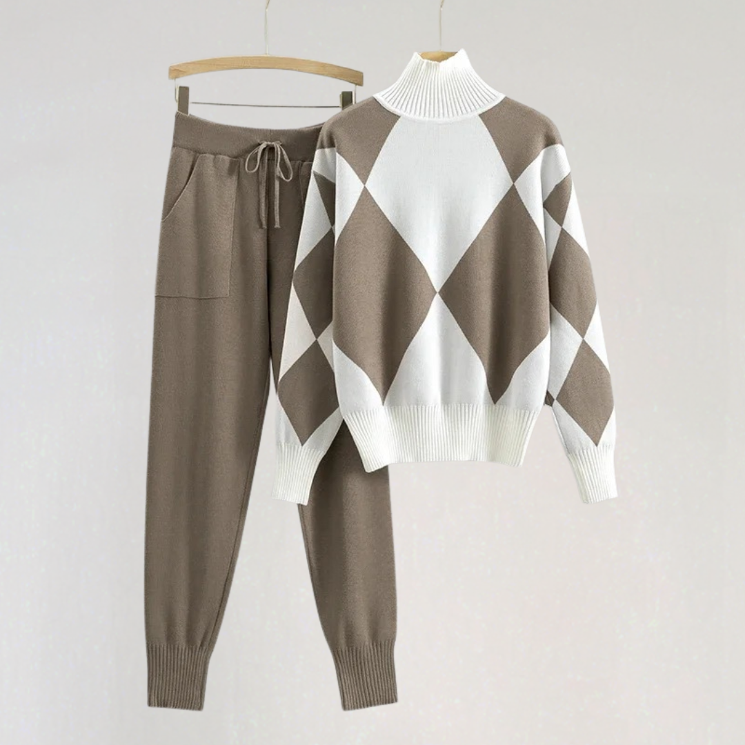 Knit Lounge Set for Women | Cozy Turtleneck Sweater & Jogger Set