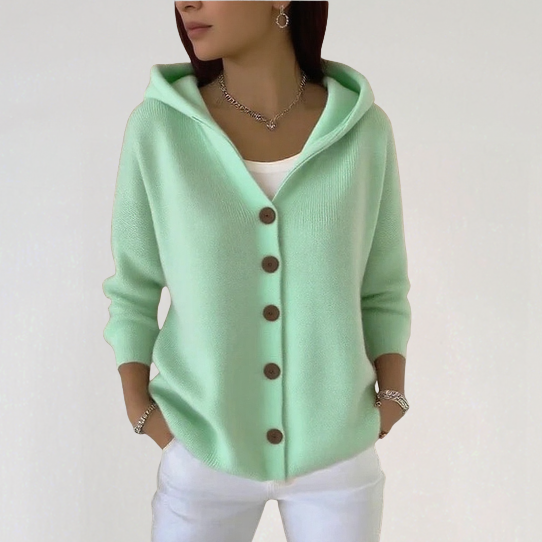 Women’s Knit Hoodie Cardigan with Buttons | Casual Soft Sweater Jacket
