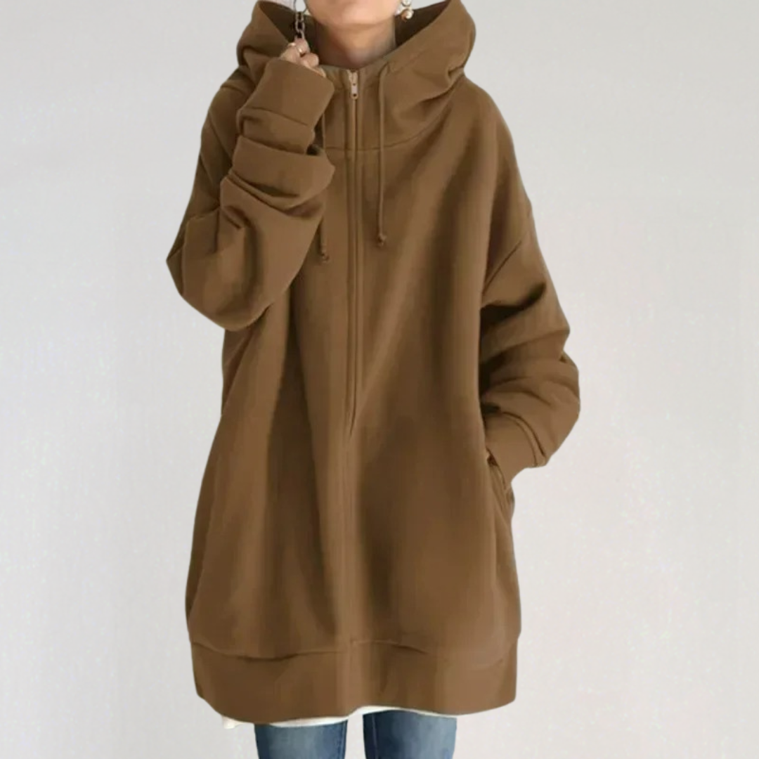 Long Women's Hoodie with Zipper for Autumn/Winter