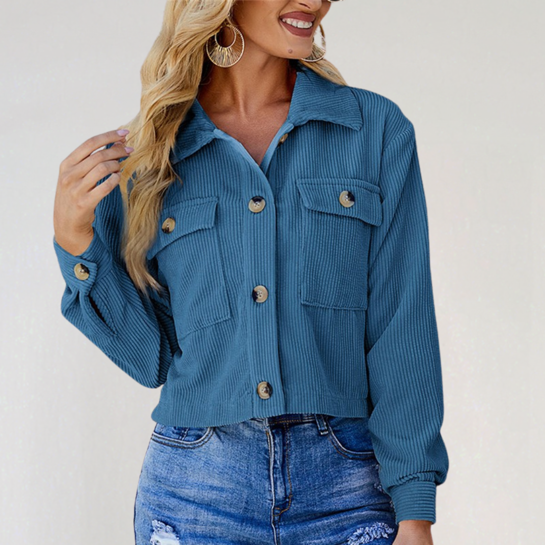 Corduroy Button-Down Jacket with Pockets