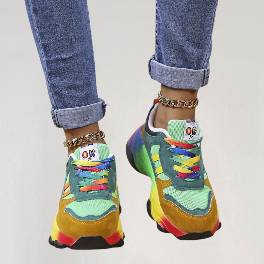 Rainbow Chunky Sneakers for Women | Colorful Platform Fashion Trainers