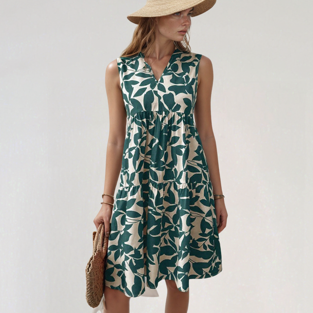 Sleeveless Floral Print Summer Midi Dress