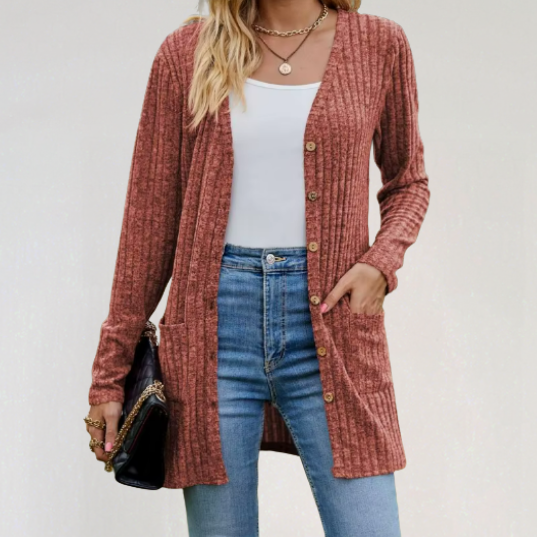 Long Sleeve Ribbed Knit Cardigan