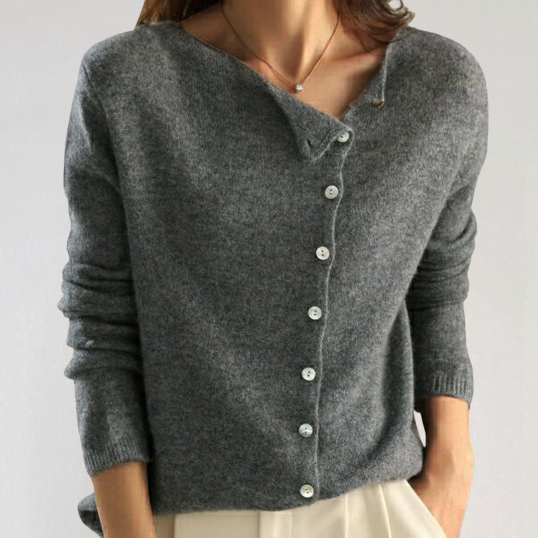 Asymmetrical Button Sweater Cardigan