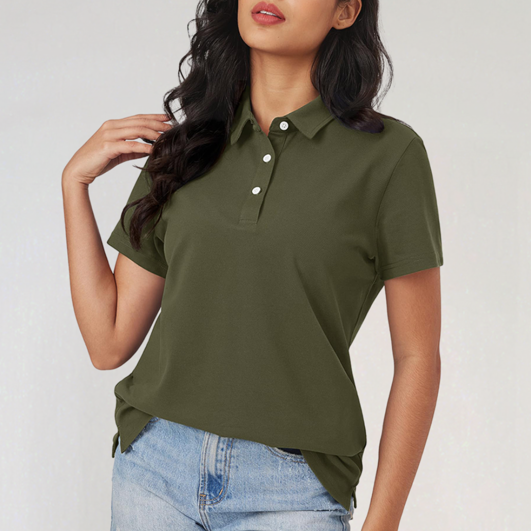 Short Sleeve Cotton Polo Shirt for Women