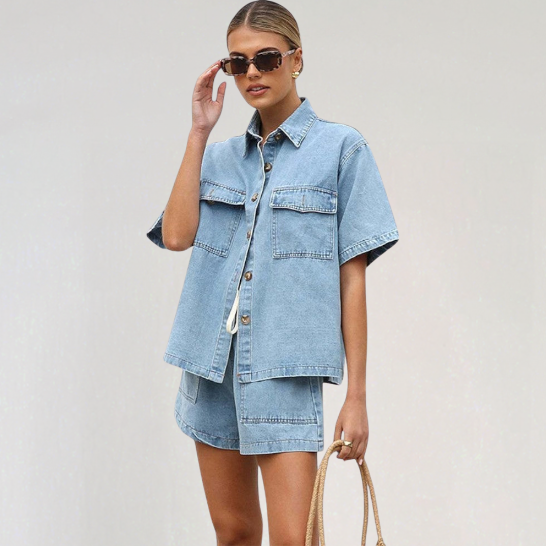 Trendy Two Piece Denim Set for Women