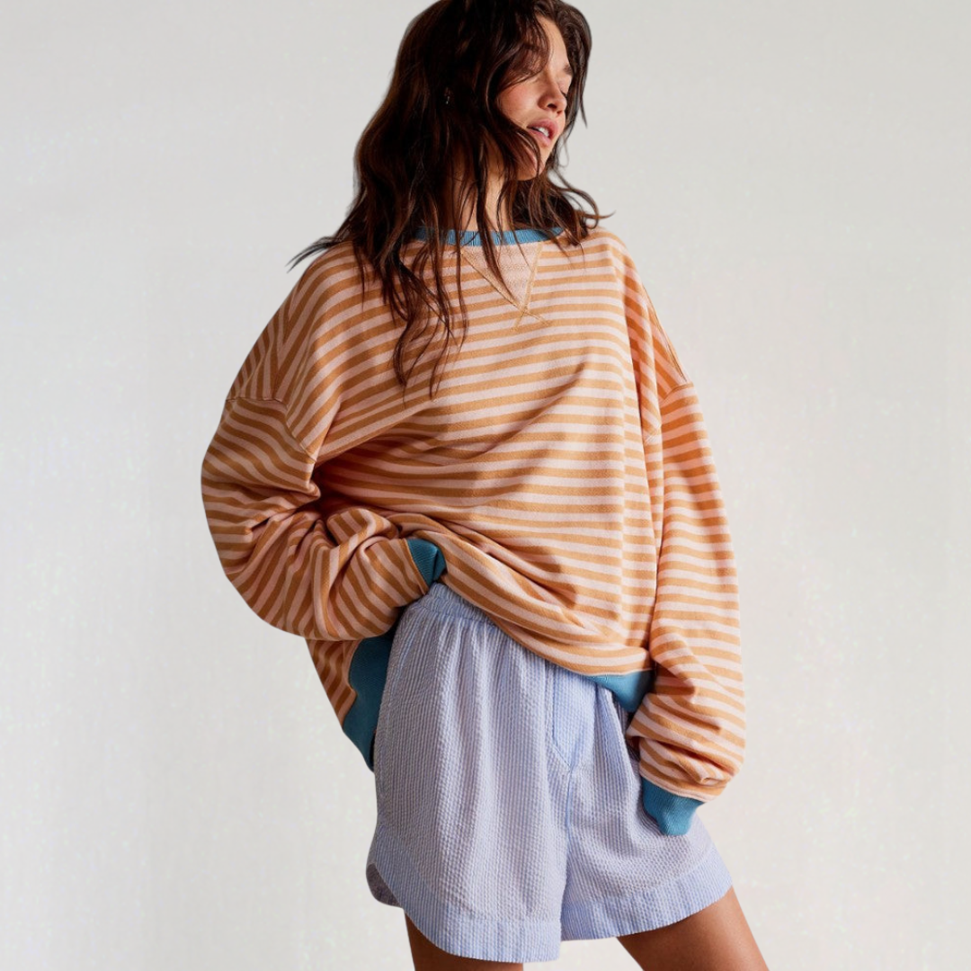 Causal Oversized Stripped Sweatshirt for Women