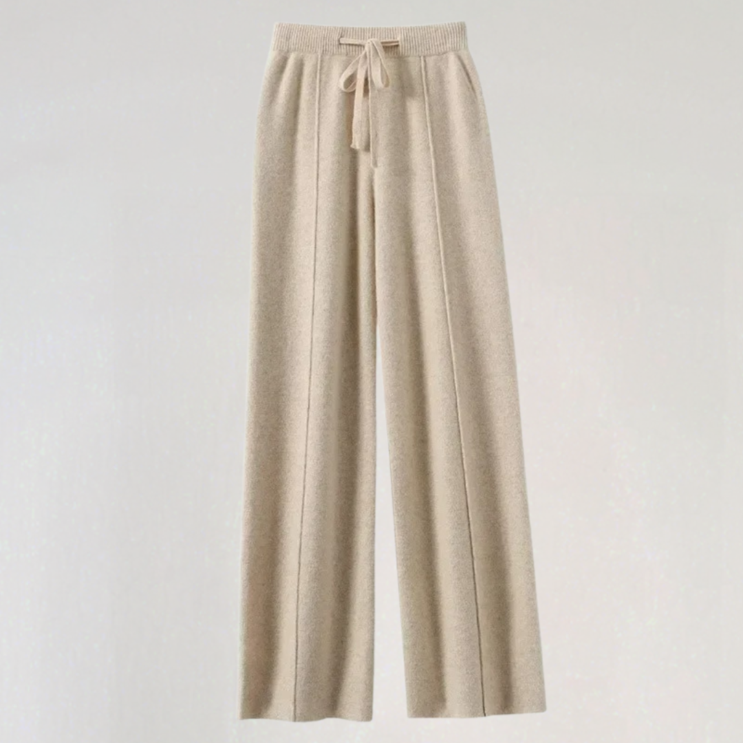 Women’s Cashmere Wide-Leg Knit Pants | High-Waist Lounge Trousers for Winter Comfort & Style