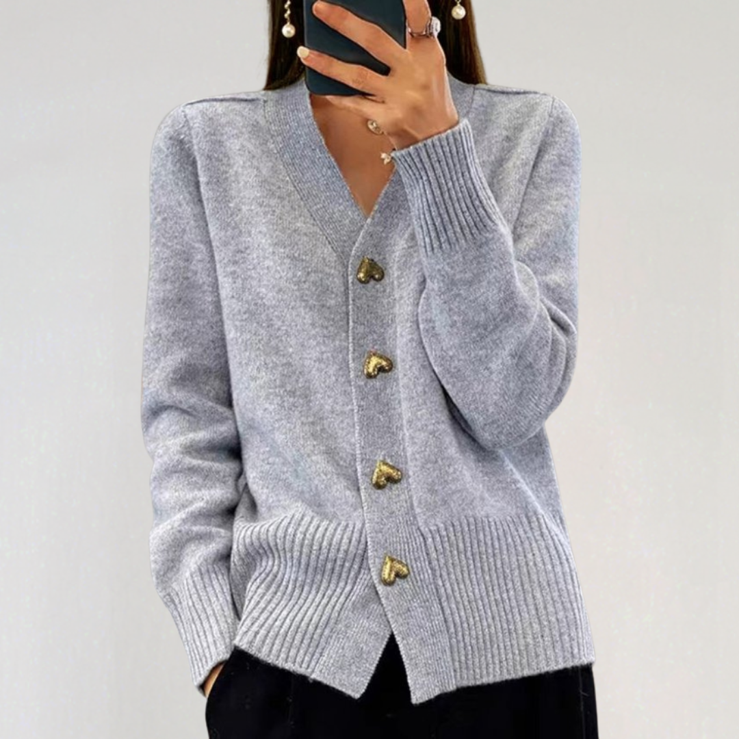Knitted Heart Button Cardigan