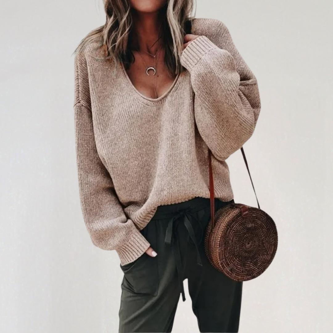 V-Neck Sweater for Women | Cozy Knit Pullover for Fall & Winter Outfits