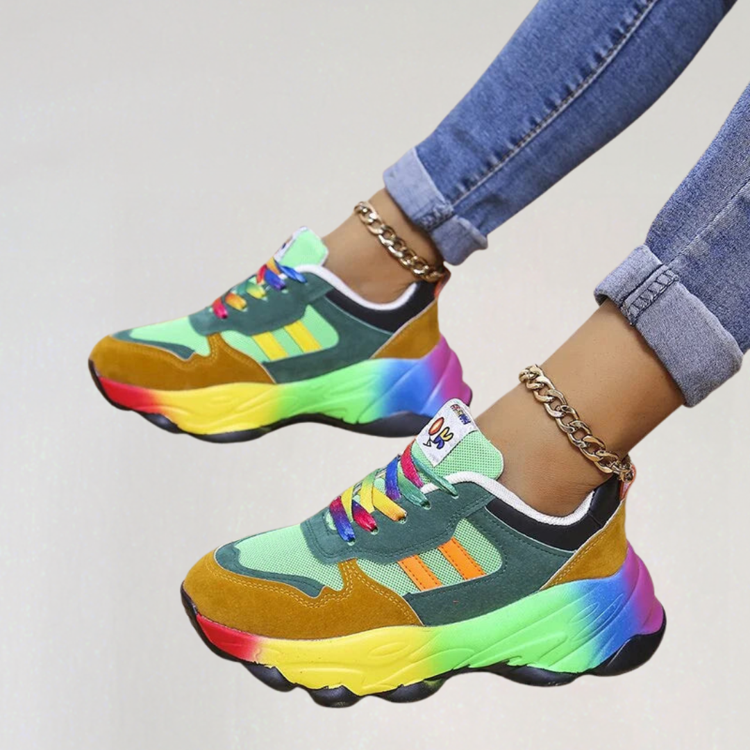 Rainbow Chunky Sneakers for Women | Colorful Platform Fashion Trainers