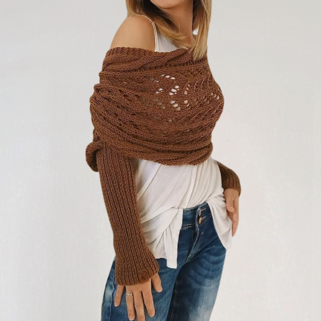 Boho Knit Shrug Cardigan | Openwork Crochet Bolero Sweater for Layering