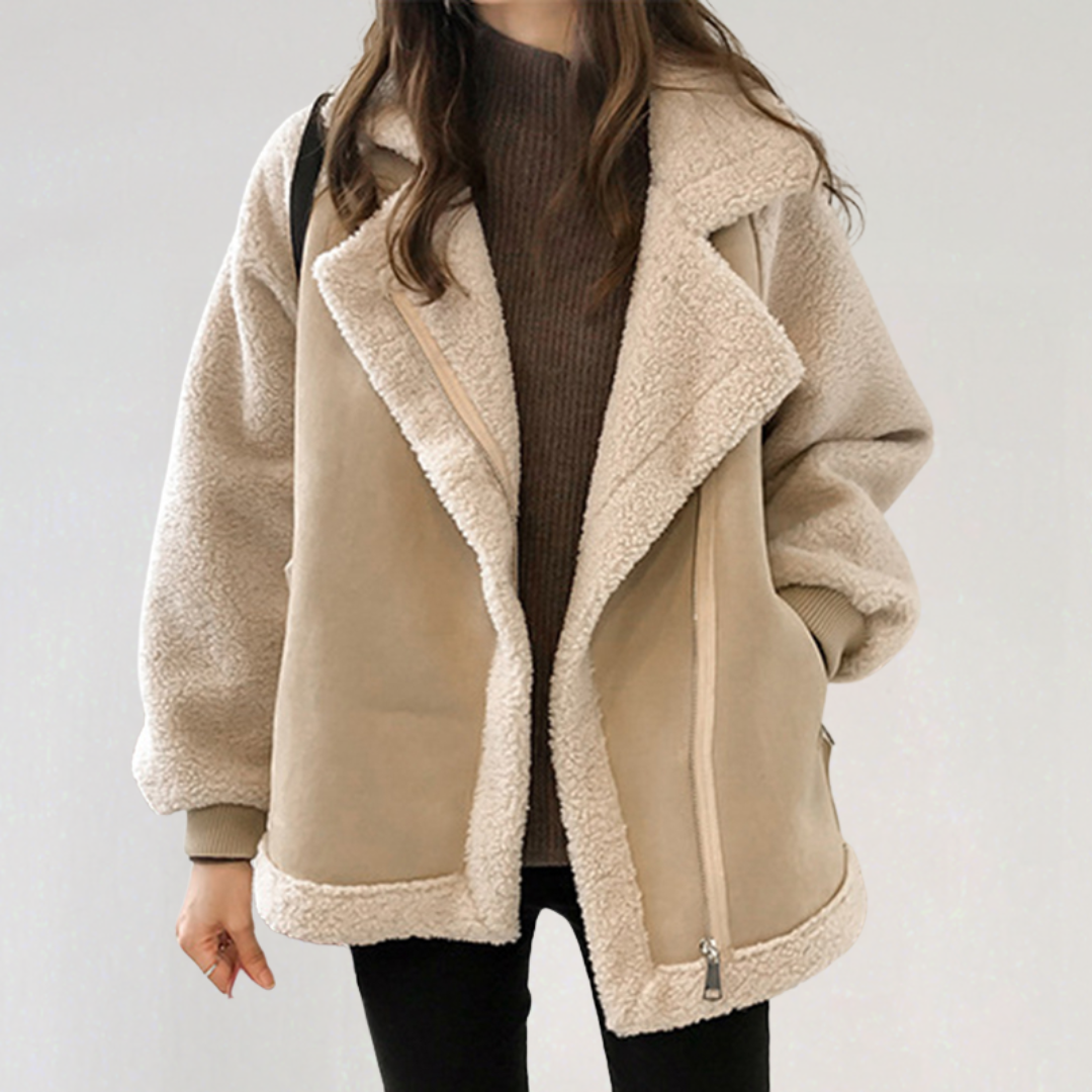 Women’s Faux Suede Shearling Jacket | Oversized Sherpa Lined Winter Coat