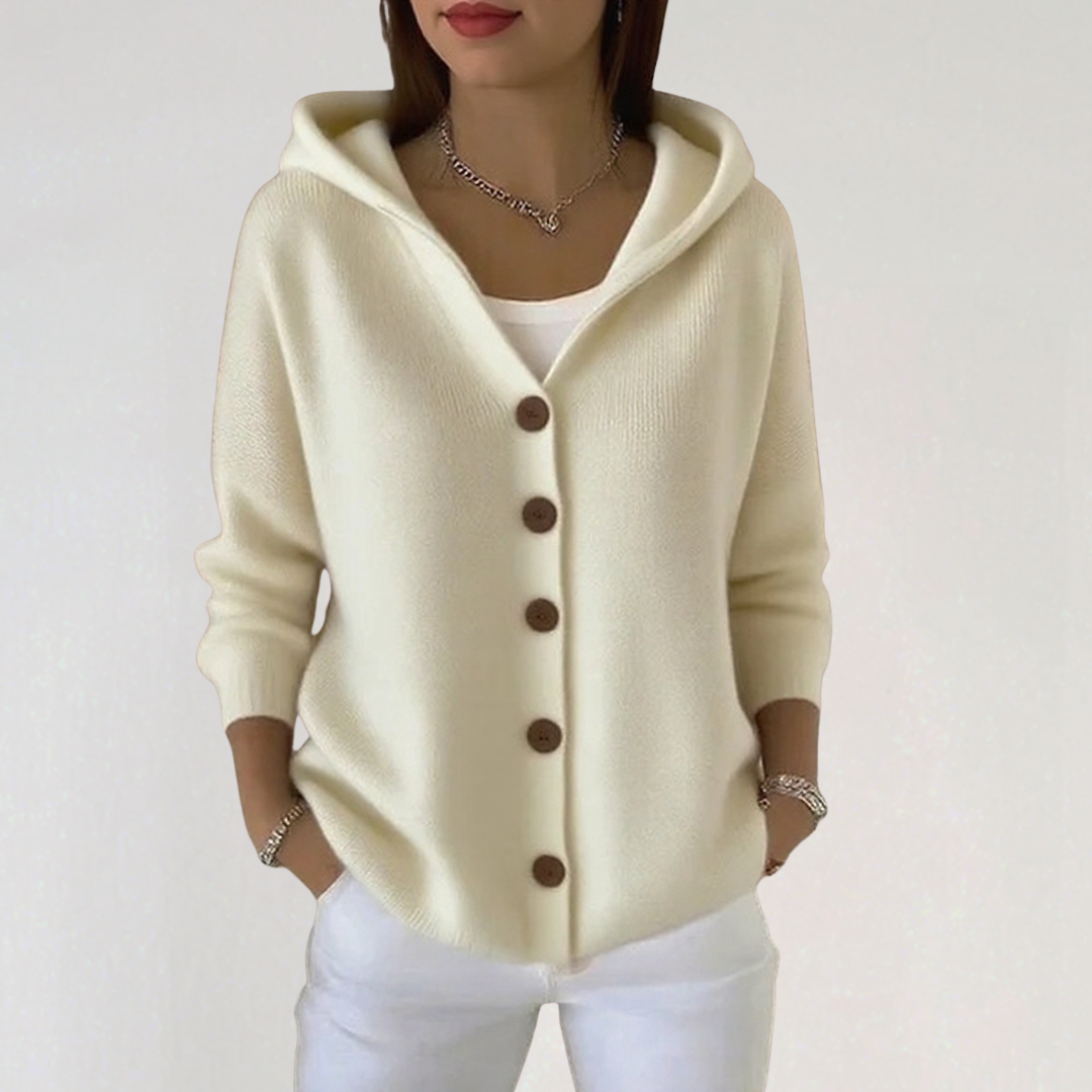 Women’s Knit Hoodie Cardigan with Buttons | Casual Soft Sweater Jacket