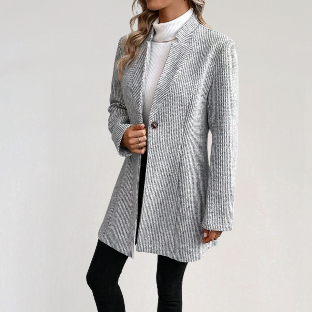 Elegant Women’s Long Blazer Coat | Slim Fit Business Casual Jacket with One Button
