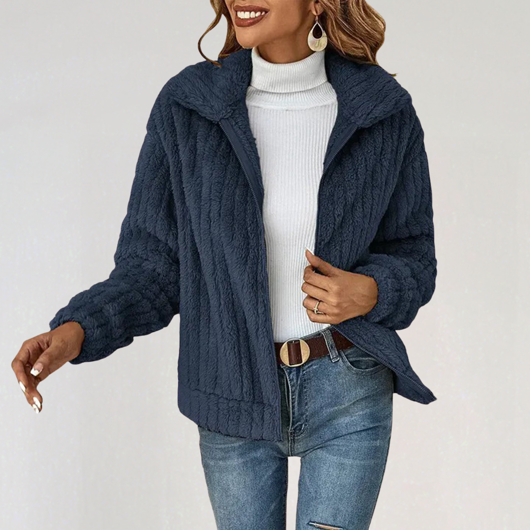 Women’s Cozy Fleece Zip Jacket | Warm Winter Sherpa Coat with Pockets