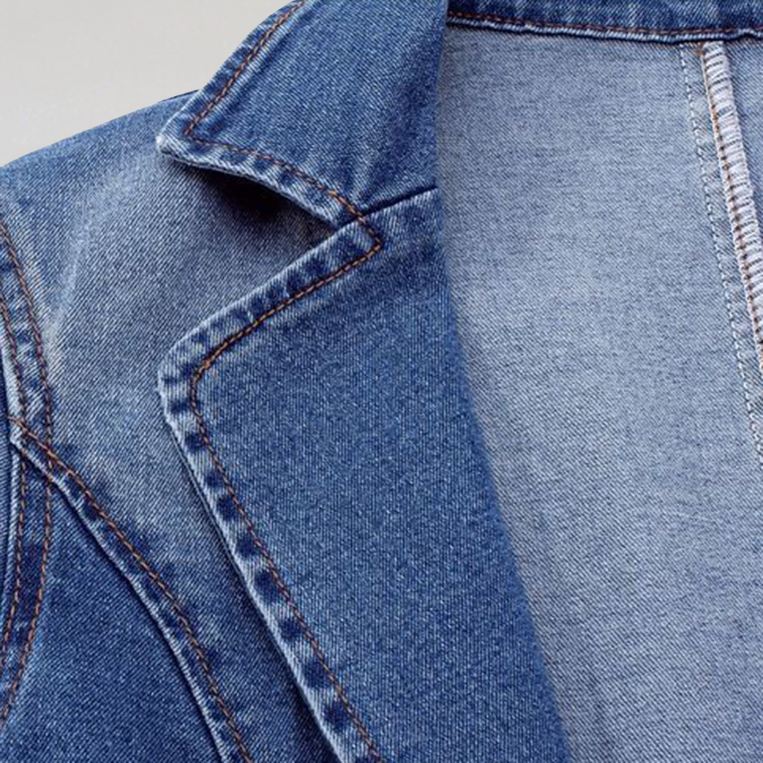 Casual Denim Jacket with Pockets | Women’s Denim Blazer Jacket