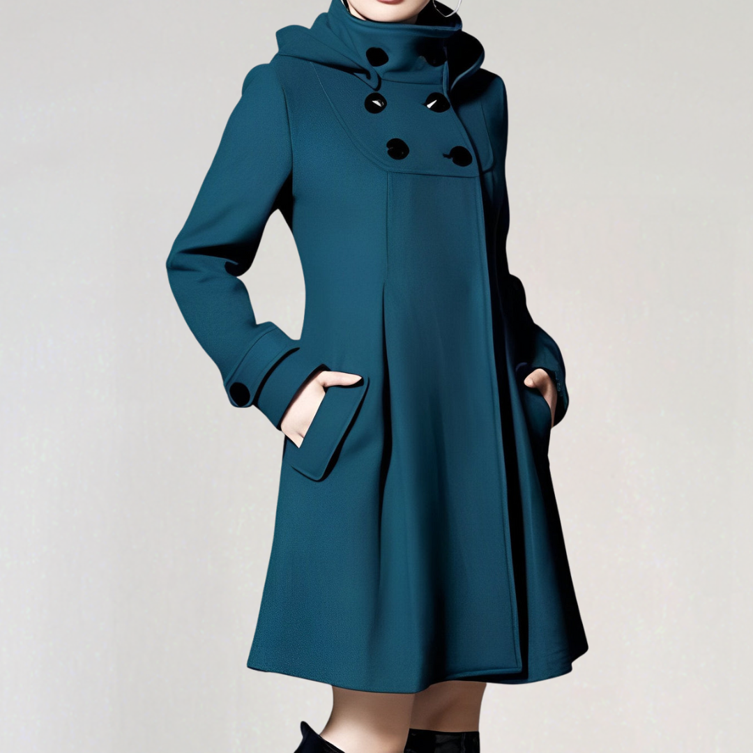 Elegant Overcoat with Hood | Double-Breasted Jacket for Cold Weather