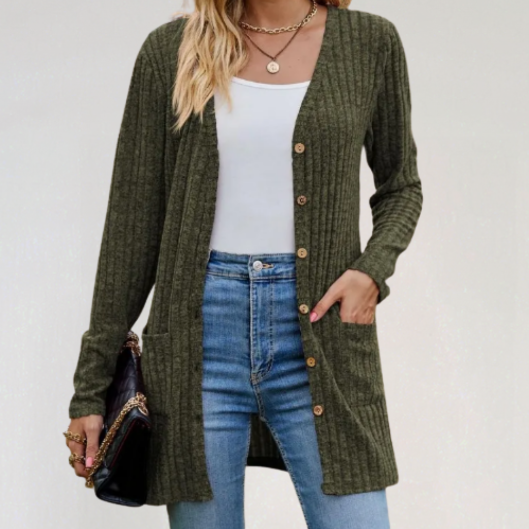 Long Sleeve Ribbed Knit Cardigan