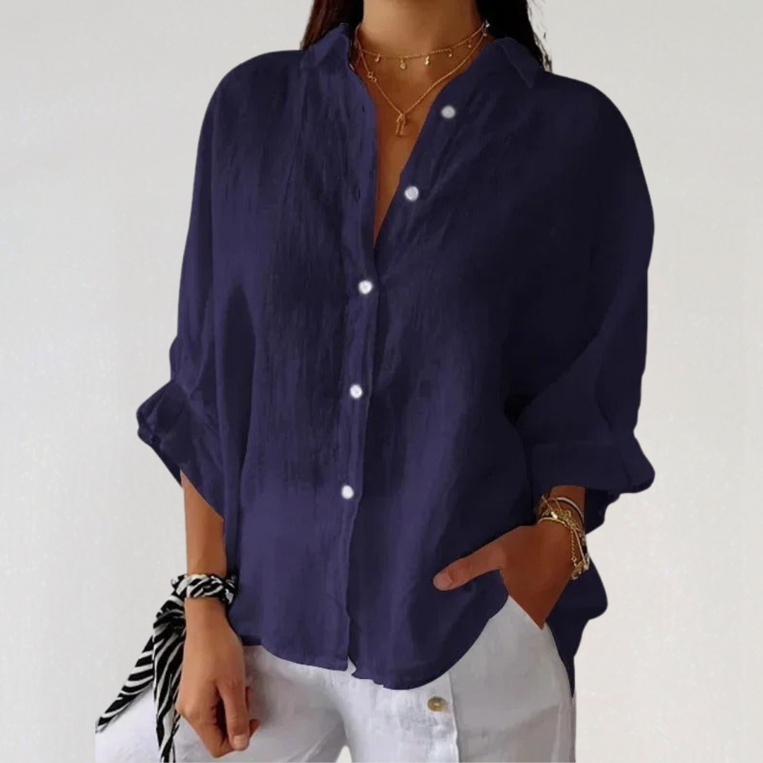 Casual Cotton Linen Shirt for Women | Button Down Summer Blouse |Women