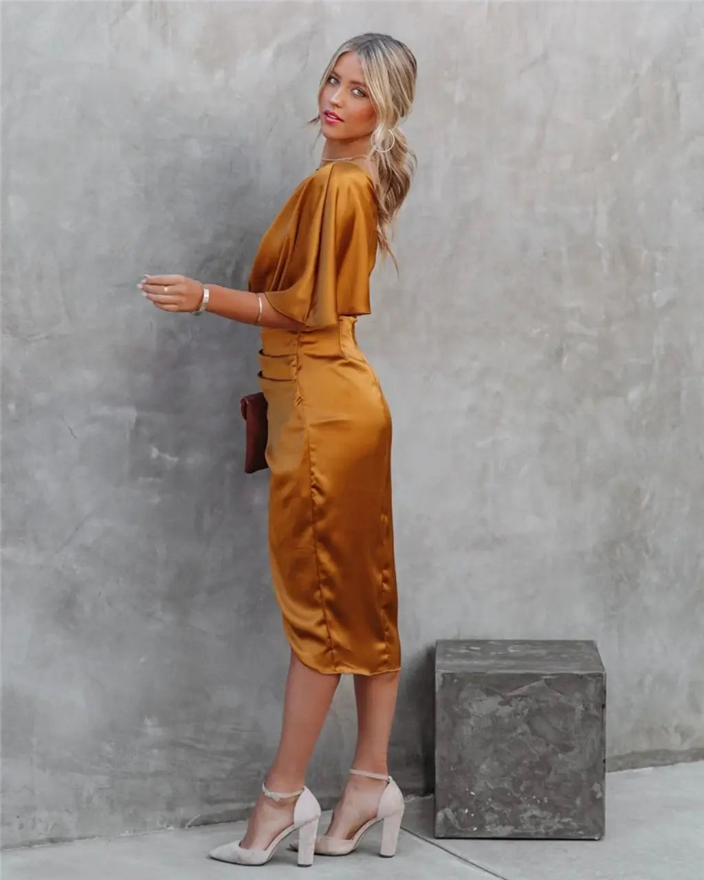 One Shoulder Satin Cocktail Dress