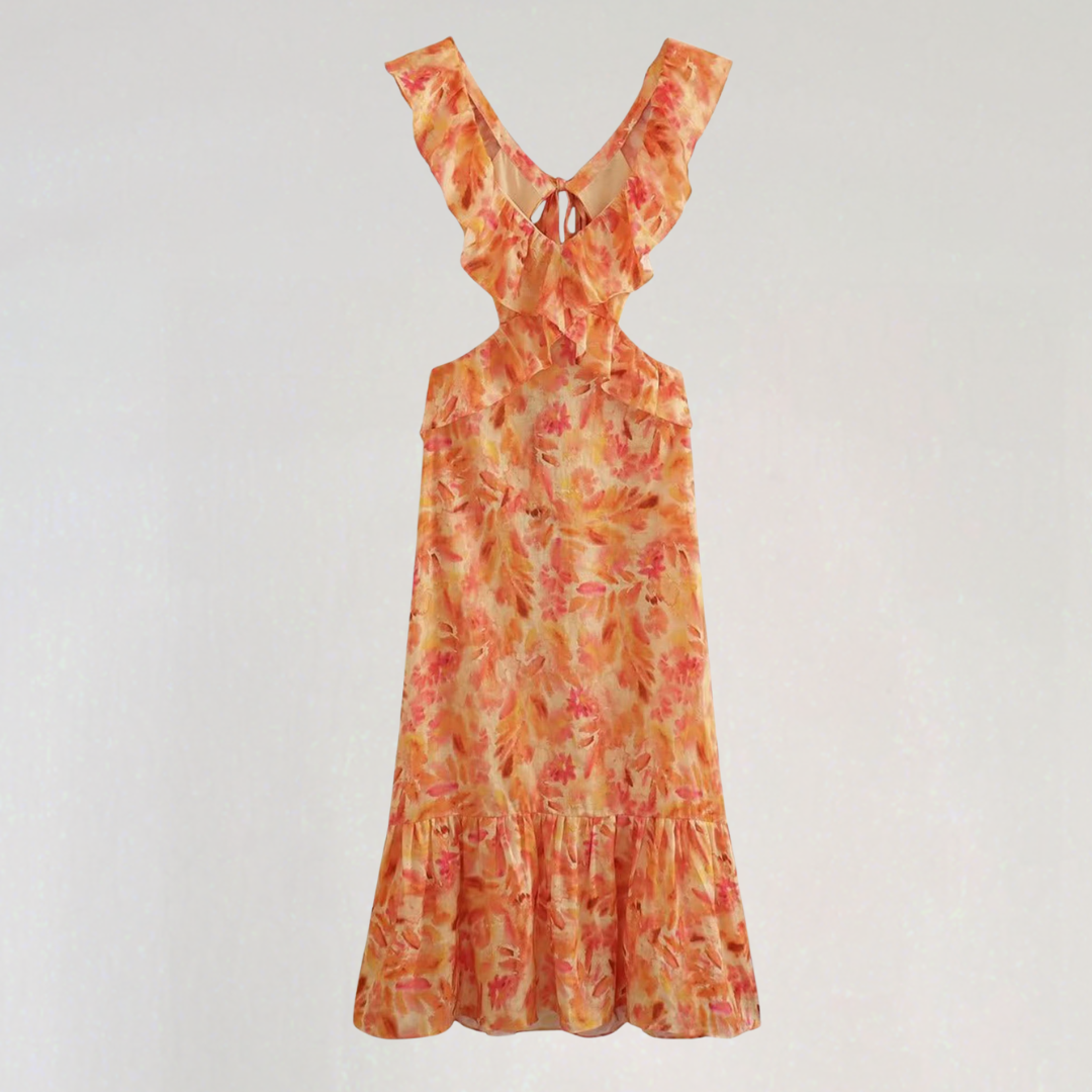 Sleeveless Summer Maxi Dress with Ruffle Straps