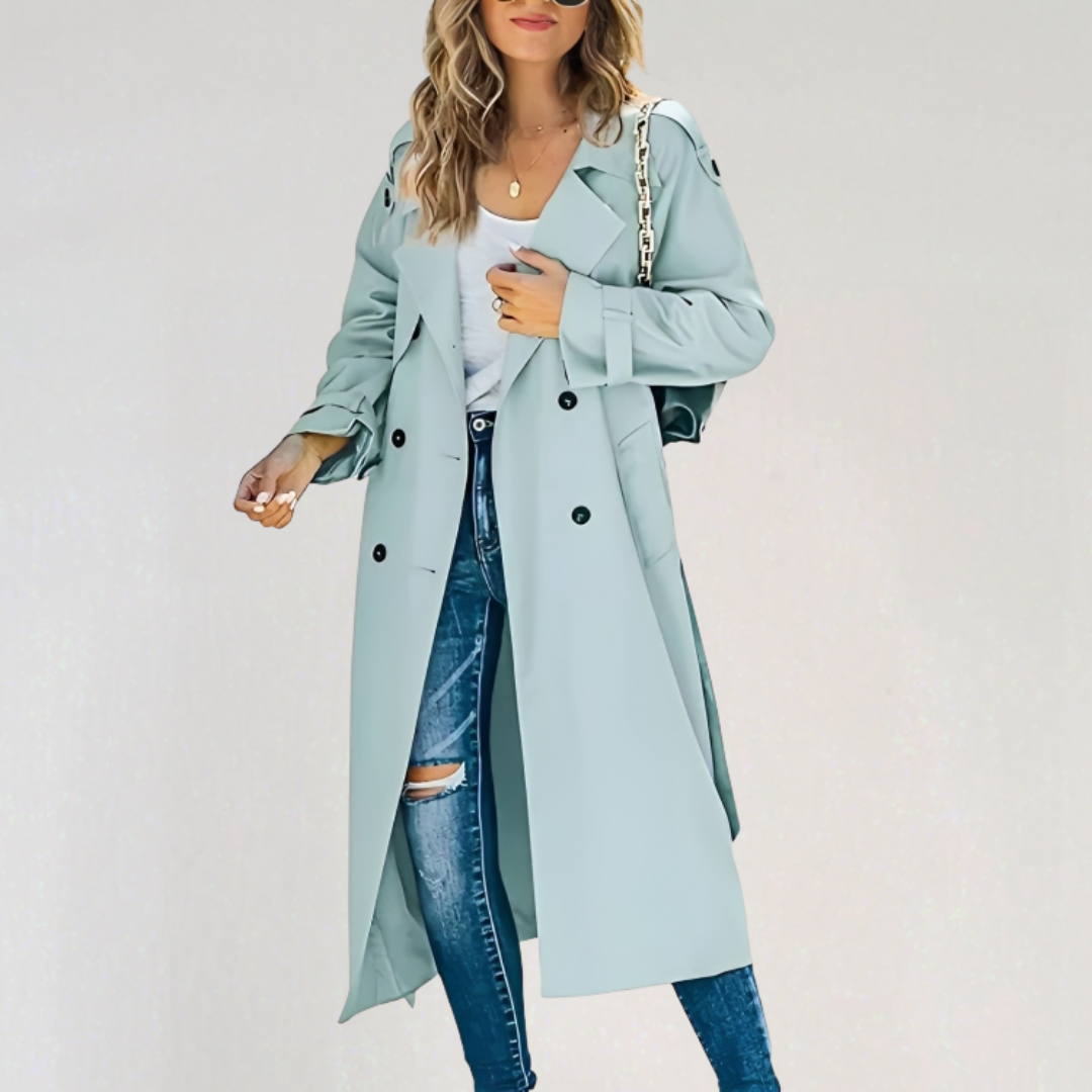 Oversized Trench Coat for Women | Long Double Breasted Windbreaker