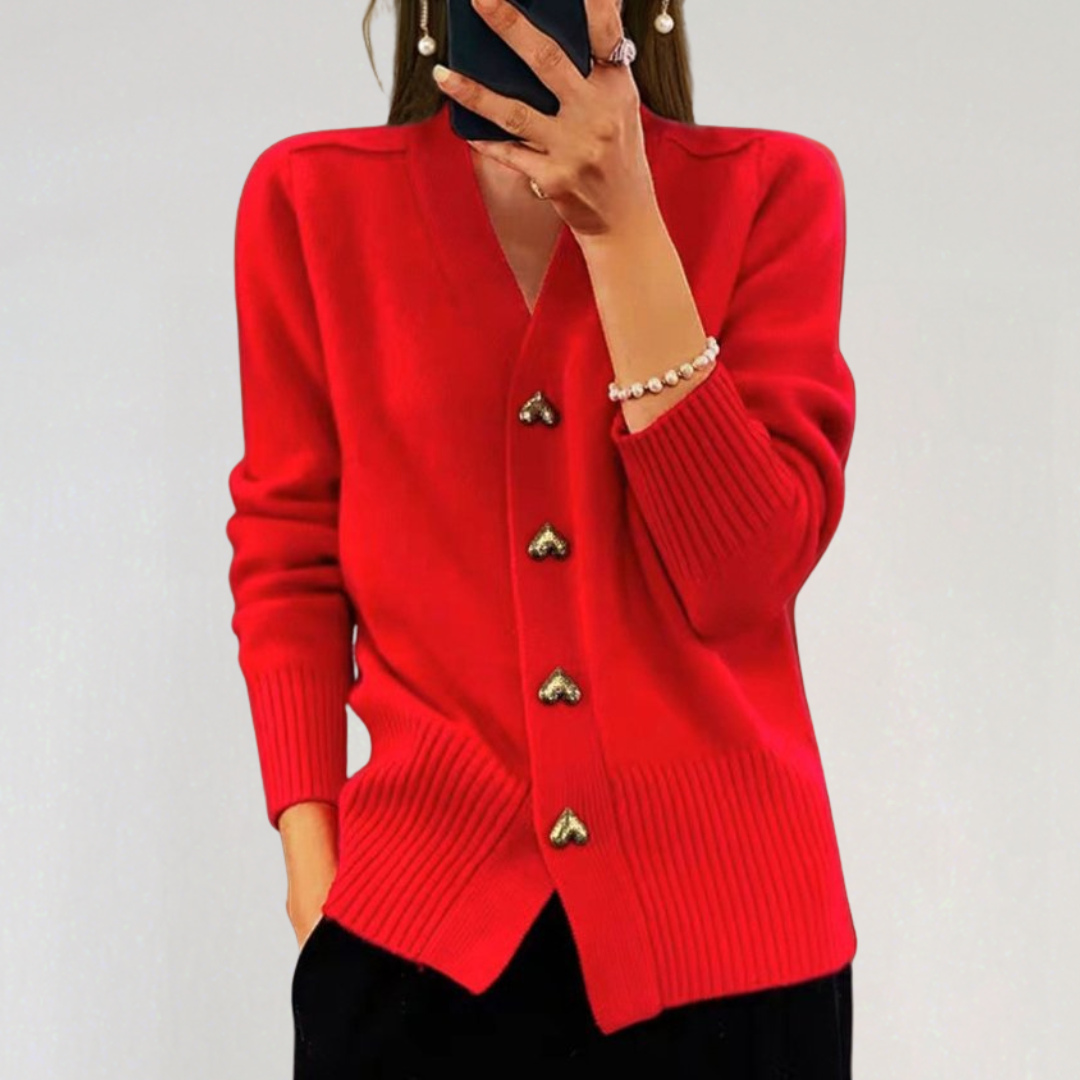 Knitted Heart Button Cardigan