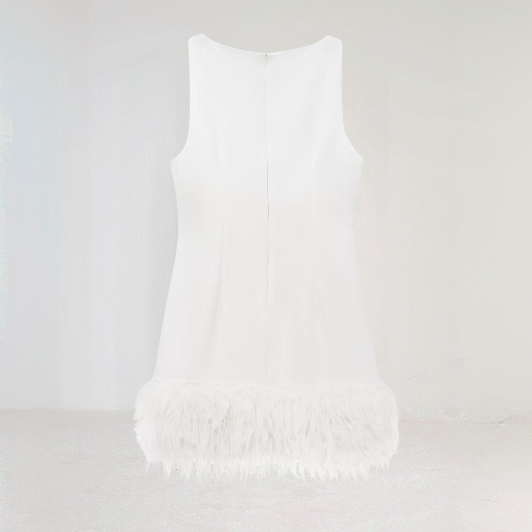 Elegant Feather Trim Mini Dress
