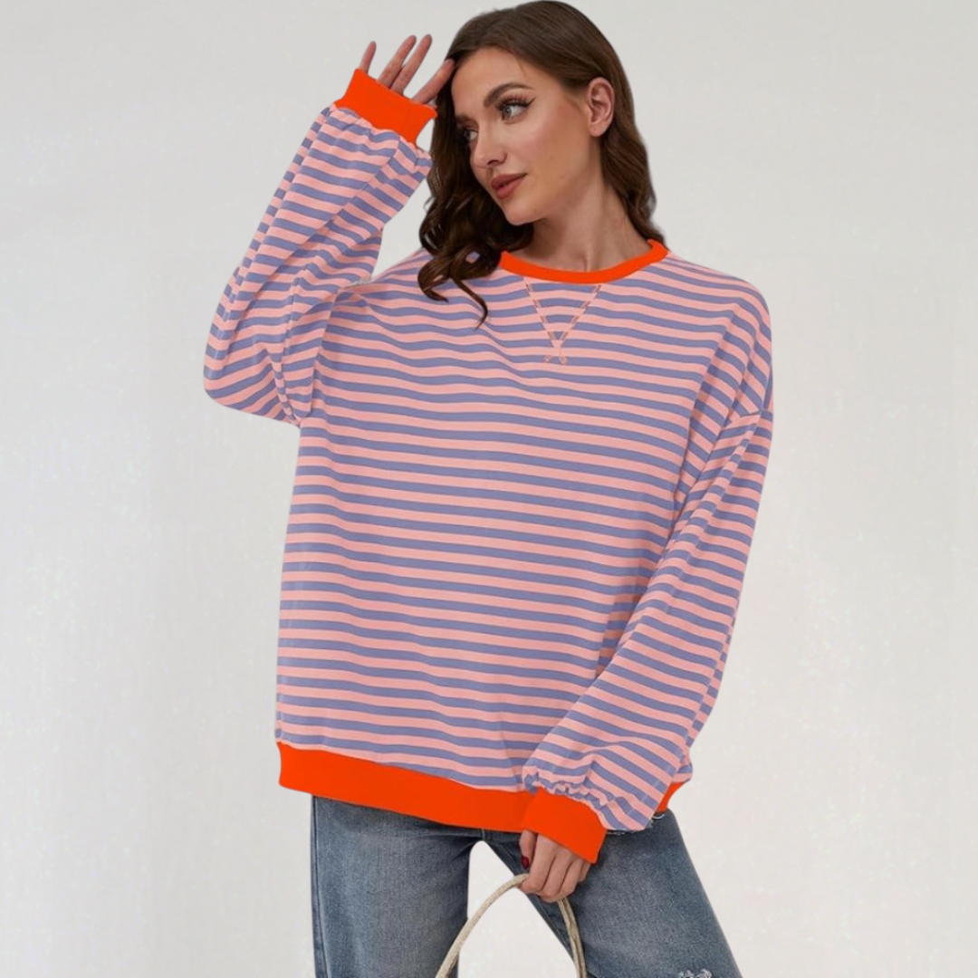 Causal Oversized Stripped Sweatshirt for Women
