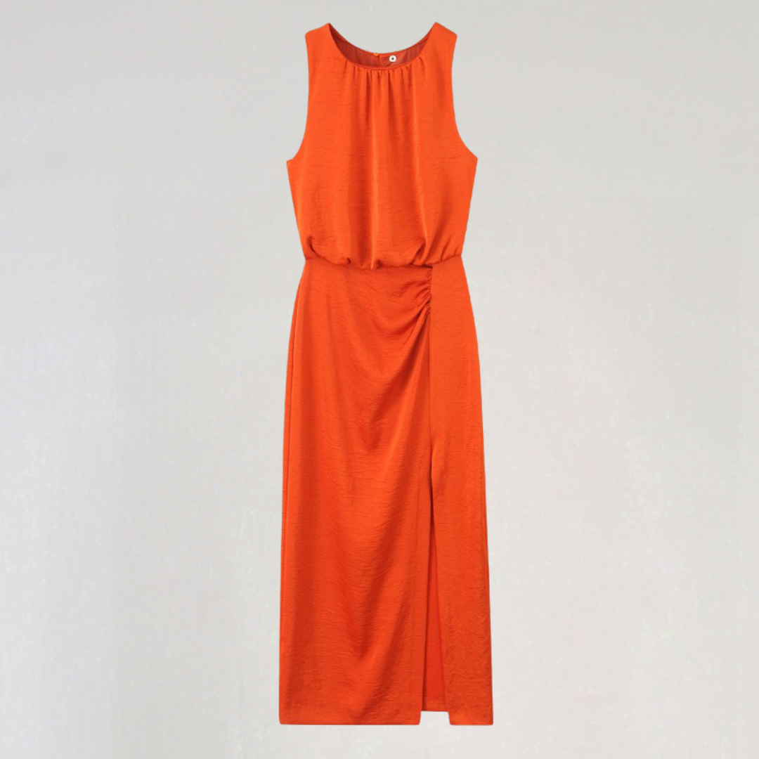 Sleeveless Midi Dress with Front Slit