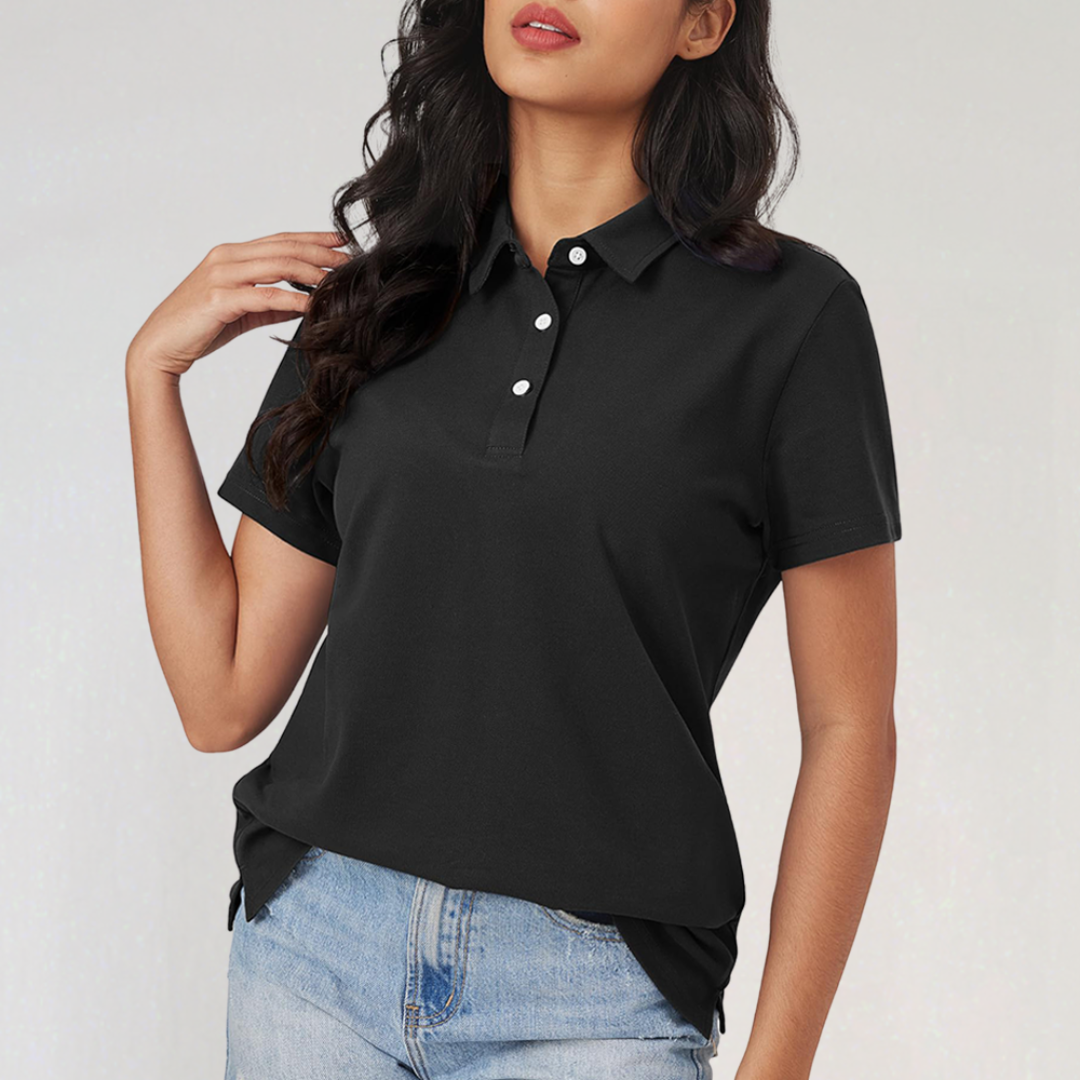 Short Sleeve Cotton Polo Shirt for Women